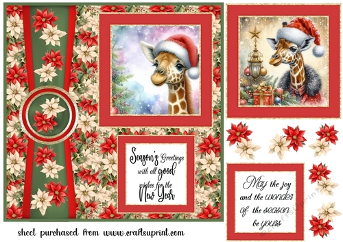 2 Panel Christmas giraffe card front 3