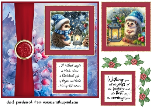 2 Panel Christmas hedgehog card front 2