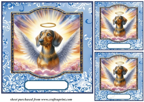 3 Blue sympathy dog card front/toppers 2