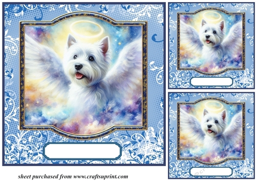 3 Blue sympathy dog card front/toppers 4