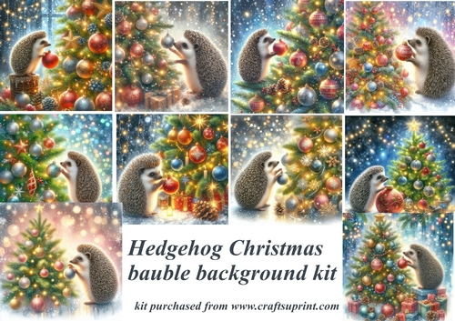 Hedgehog Christmas baubles backgrounds kit