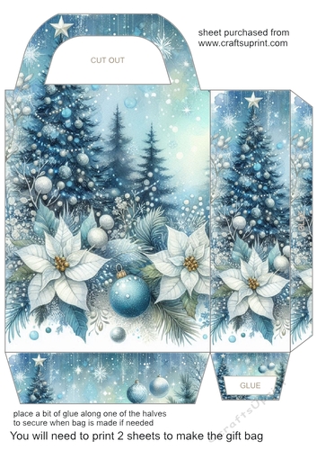 Blue and silver Christmas scene gift bag 1