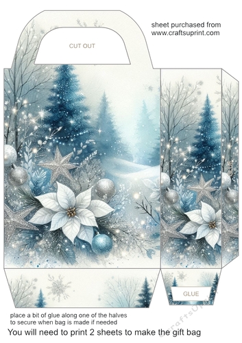 Blue and silver Christmas scene gift bag 2