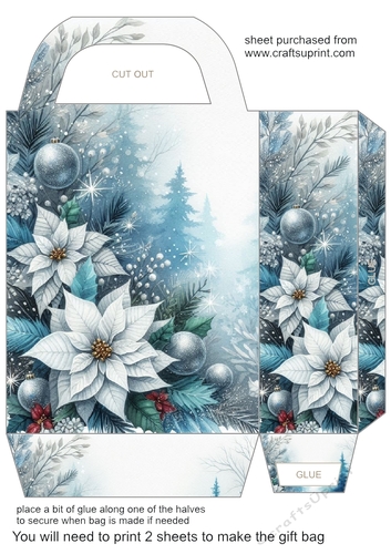 Blue and silver Christmas scene gift bag 3