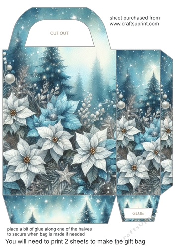 Blue and silver Christmas scene gift bag 4