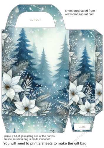 Blue and silver Christmas scene gift bag 6