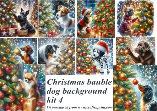 Christmas bauble dog backgrounds kit 4