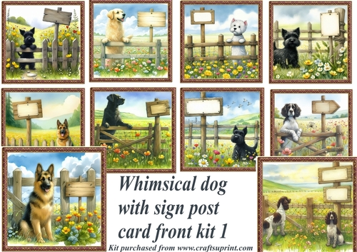 Wild flower dog with sign card front kit