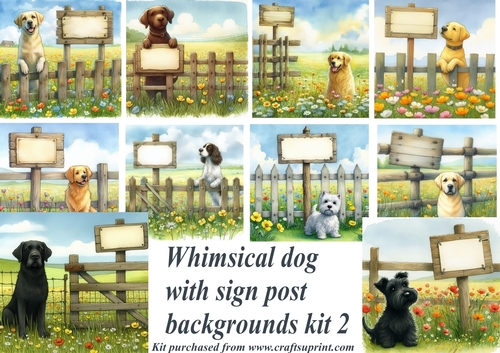 Wildflowers dog and sign post backgrounds kit