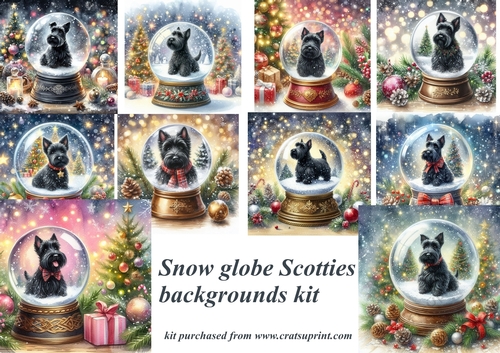 Christmas snow globe Scottie backgrounds kit