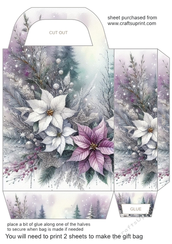 Lilac and silver Christmas scene gift bag 3