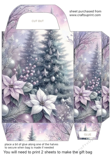 Lilac and silver Christmas scene gift bag 6