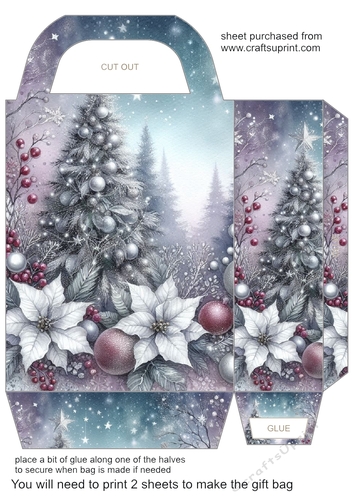 Lilac and silver Christmas scene gift bag 7
