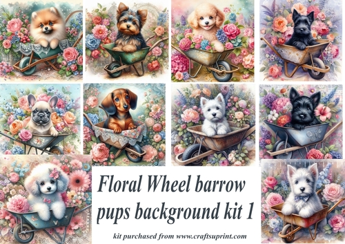 Floral wheel barrow pup background kit 1