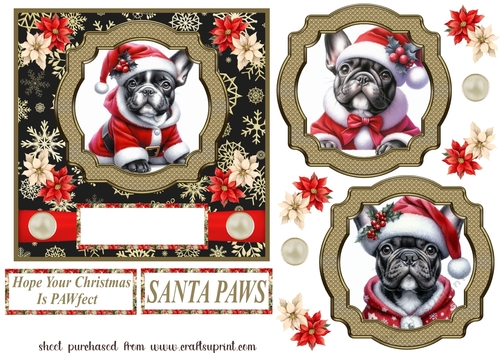 Frenchie Santa card front