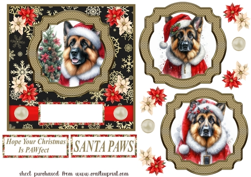 German Shepherd Santa card front