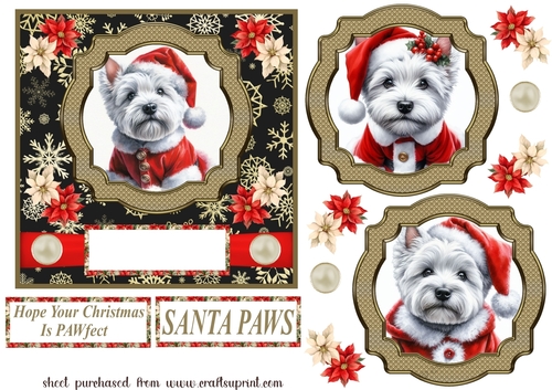 Westie Santa card front