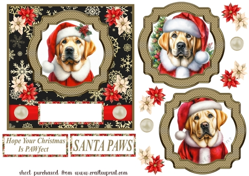 Yellow Labrador Santa card front