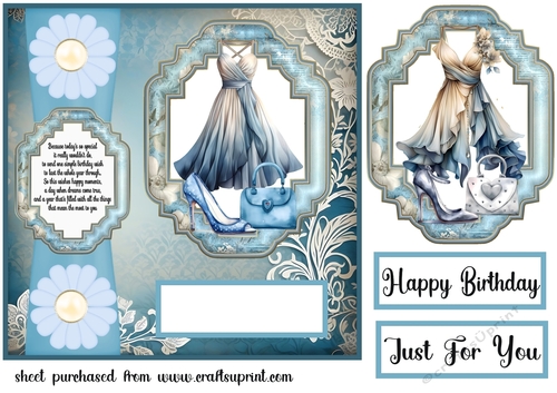Blue floral fashion card front