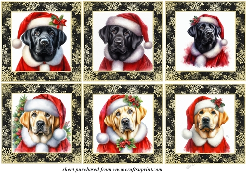 Black and yellow Labrador Santa toppers