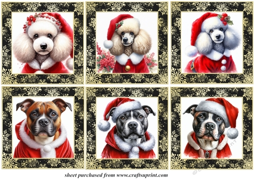 Poodle and Staffie Santa toppers