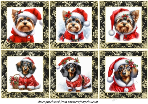 Yorkie and Dachshund Santa toppers