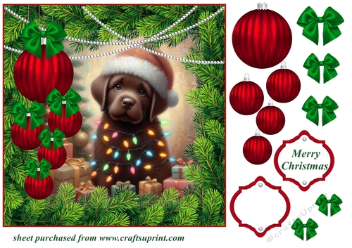 Christmas tree light pup card front 4