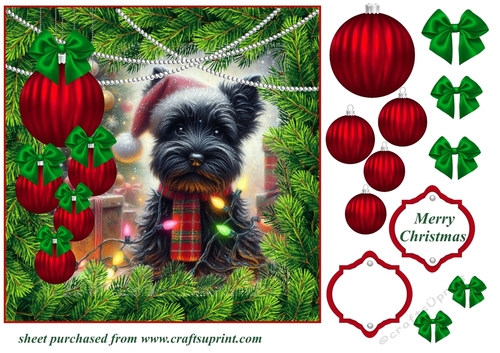 Christmas tree light pup card front 5