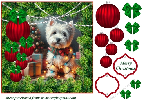 Christmas tree light pup card front 7
