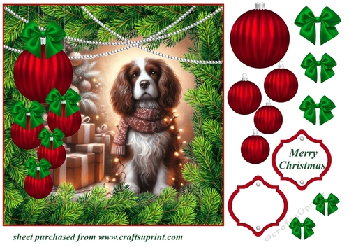 Christmas tree light pup card front 8