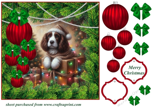 Christmas tree light pup card front 14