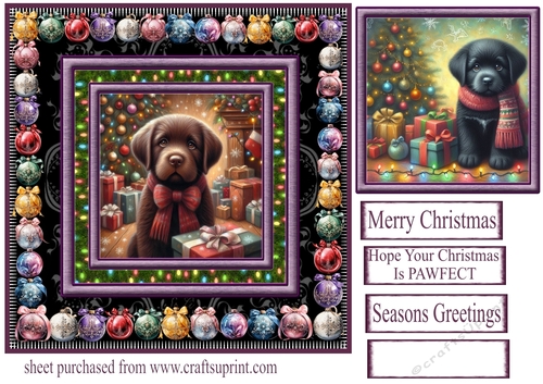 Labrador Christmas fairy light card front 3