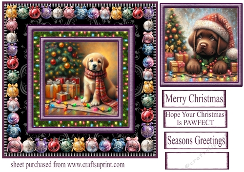 Labrador Christmas fairy light card front 4