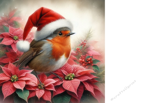 Poinsettia robin background 1