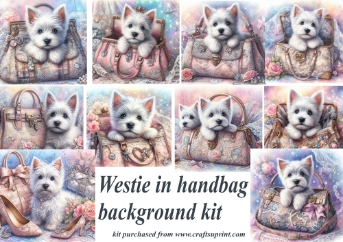 10 Westie in hand bag backgrounds kit