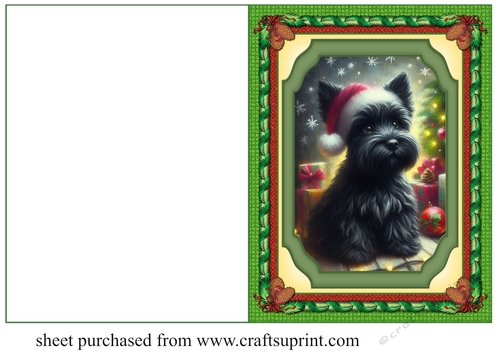 Christmas Scottish terrier cut and fold card 1