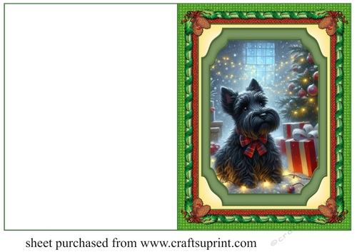 Christmas Scottish terrier cut and fold card 3