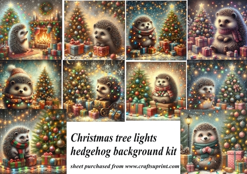 Christmas tree lights hedgehog Christmas backgrounds kit