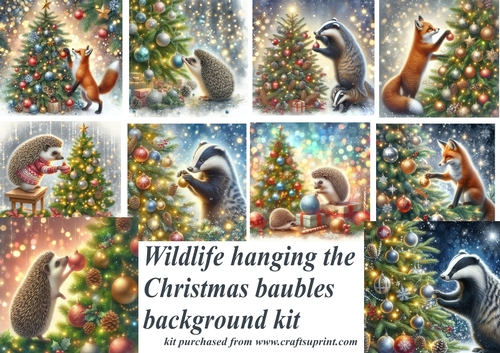 Wildlife hanging the Christmas baubles background kit