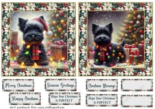 2 Framed Christmas lights Scottie card fronts 3