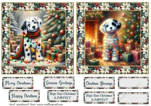 2 Christmas lights Dalmation card fronts 3