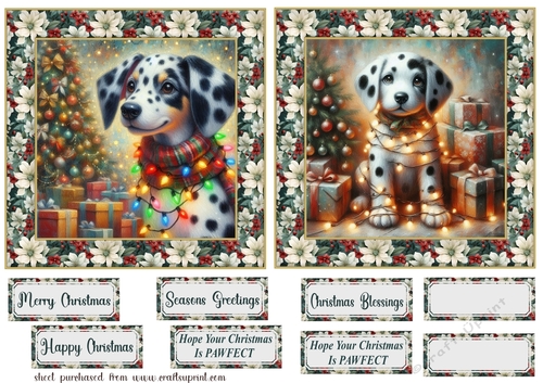 2 Christmas lights Dalmation card fronts 4