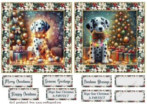 2 Christmas lights Dalmation card fronts 5