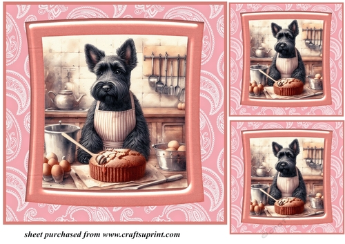 3 Baking Scottish terrier card front/toppers 1