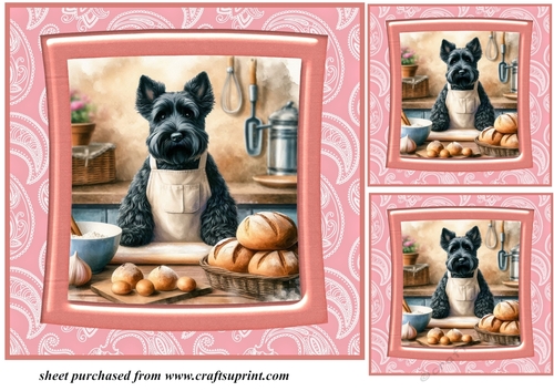 3 Baking Scottish terrier card front/toppers 6