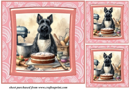 3 Baking Scottish terrier card front/toppers 8