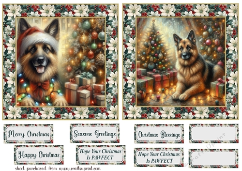 2 Christmas German Shepherd card fronts 1