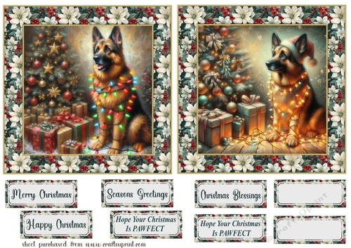 2 Christmas German Shepherd card fronts 2