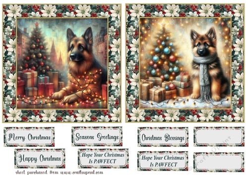 2 Christmas German Shepherd card fronts 3