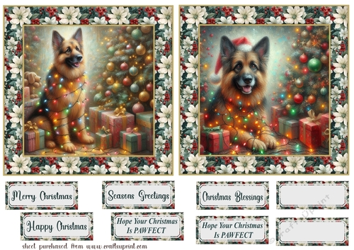 2 Christmas German Shepherd card fronts 4